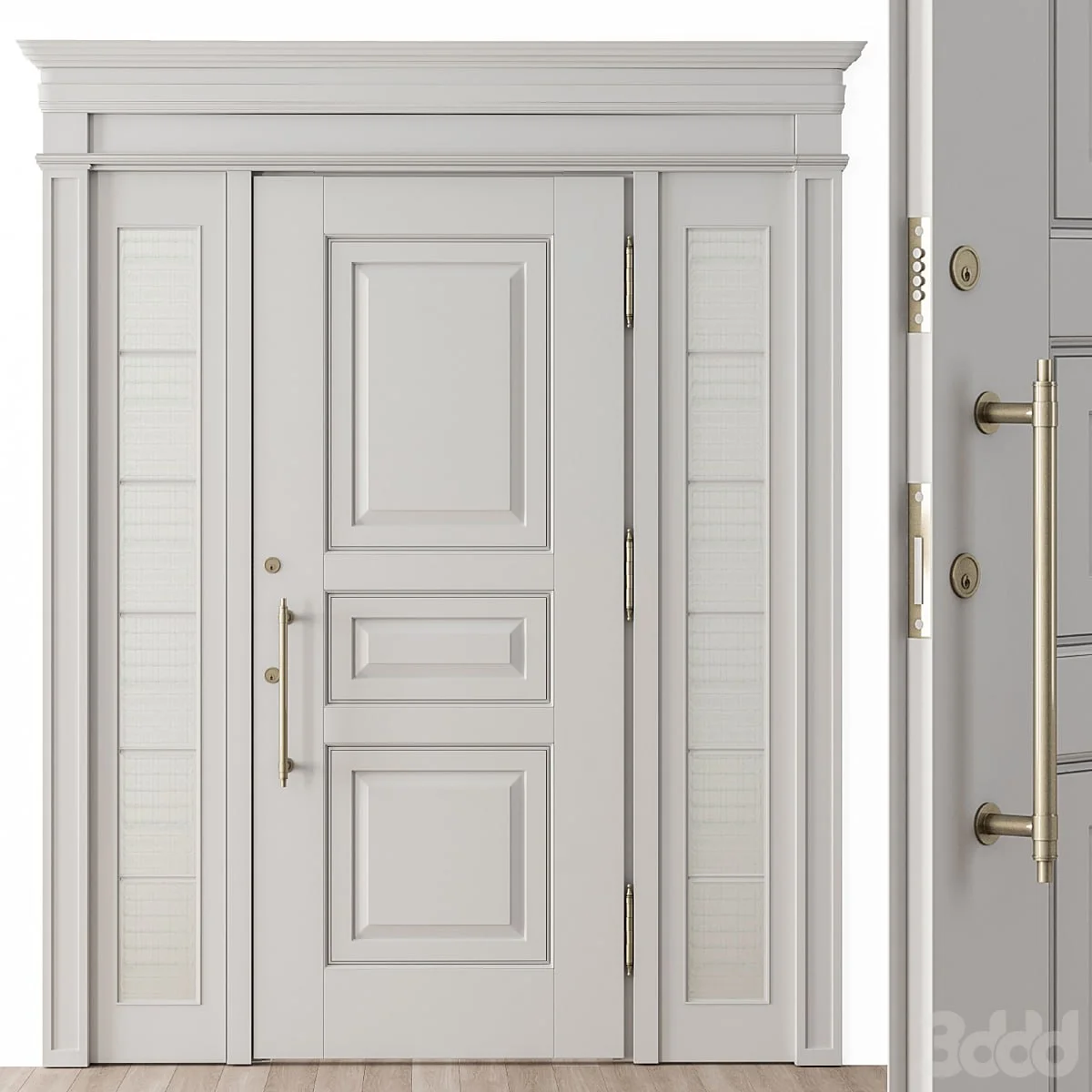 White and Glass Classic Front Door - Set 38